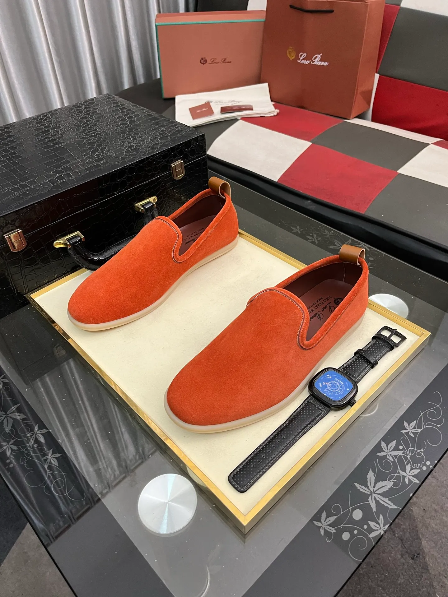 Men's men's shoes 💰420⌚️⌚️Loro*Piana pure original 2023 soft and comfortable LP deerskin flat casual star same style slip-on Loft men's shoes size 38-44
